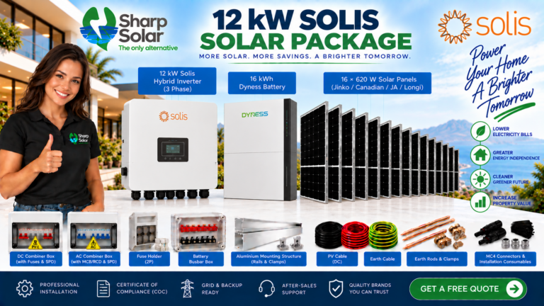 12-kW-Solis-Package-combines-a-12-kW-Solis-Hybrid-Inverter-16-kWh-Dyness-Battery-and-16-×-620-W-solar-panels
