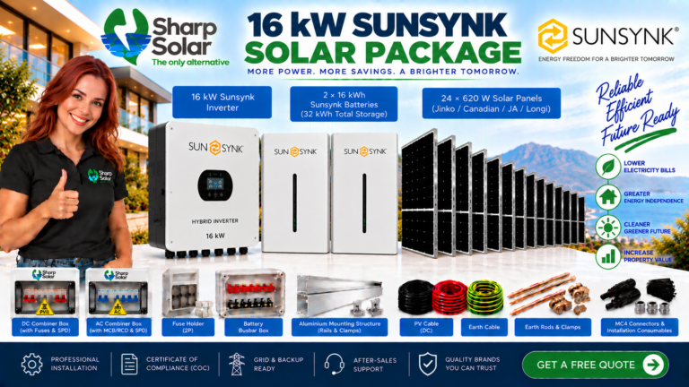 16-kW-Sunsynk-Package-combines-a-16-kW-Sunsynk-Inverter-2-×-16-kWh-Sunsynk-Batteries-providing-32-kWh-of-total-battery-storage-and-24-×-620-W-solar-panels